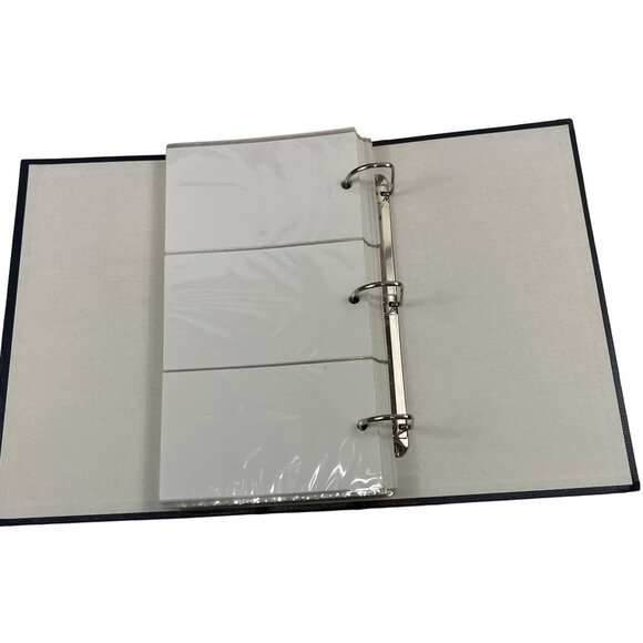 Vintage Blue & Red 3-Ring Binder With 98 Clear Plastic Pages For Photo Display O - Picture 6 of 6